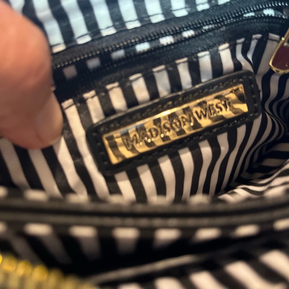 Madison West black wristlet 5 inches high by 7 inches wide with shoulder strap - Picture 6 of 6